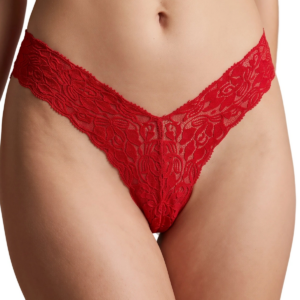 Kırmızı Çiçek Desenli Dantel String Külot TM1526